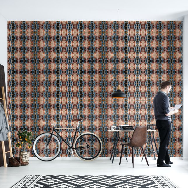 Papel Pintado Tuberías con medio de válvulas rojo y azul (Sala de estar)