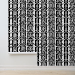 Papel Pintado Tulipanes negro gris blanco
