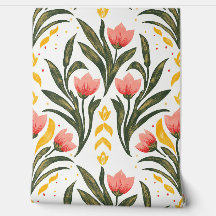 Tulipanes rosas y vegetación