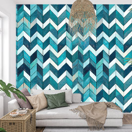 Papel Pintado Turquesa geométrica etérea elegante