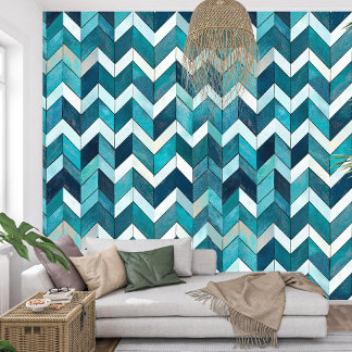 Papel Pintado Turquesa geométrica etérea elegante