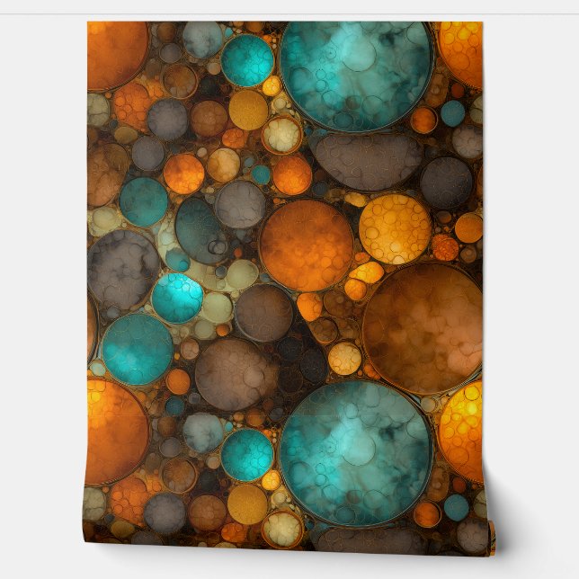 Papel Pintado Turquoise Brown Abstract Fractal Pattern (Desenrollar)