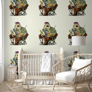 Papel Pintado Turtle Drummer Funny