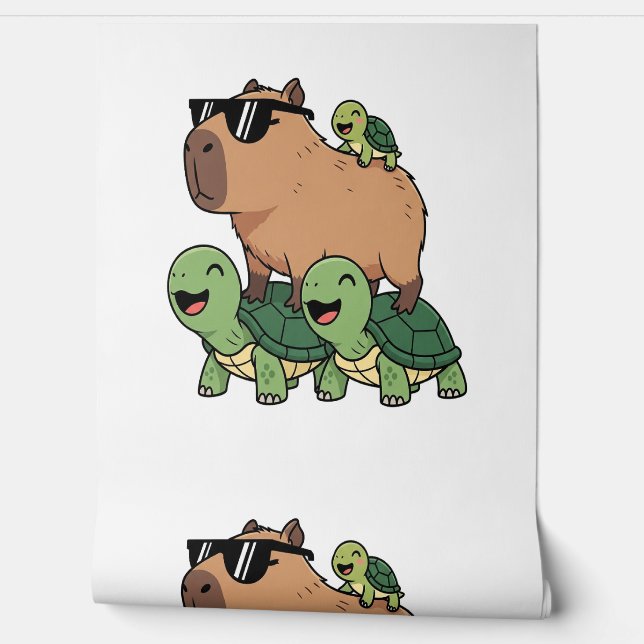 Papel Pintado Turtle Rige Capybara, curioso capibara (Desenrollar)