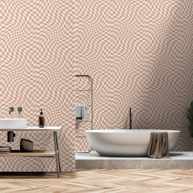 Papel Pintado Twisted Checkerboard Beige (Baño)