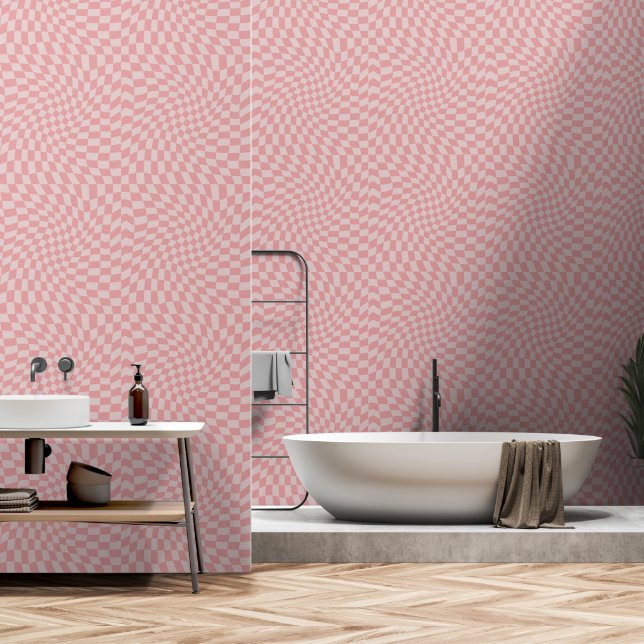 Papel Pintado Twisted Pink Checkerboard (Baño)