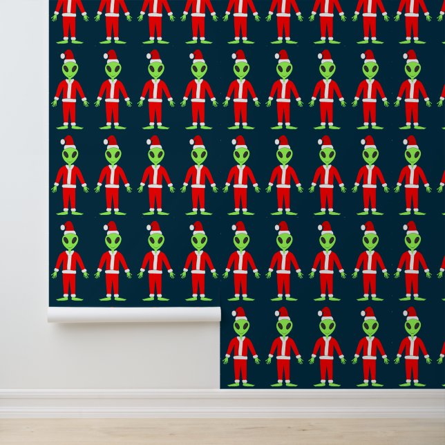 Papel Pintado UFO Ho Ho Padre Navidad alienígena Patterado (Solicitud)