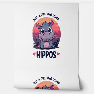 Papel Pintado Un Chica que ama a Hippos - Un bebé lindo Hippo Mo