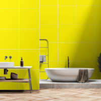 Un cuadrado amarillo centrado en un grupo blanco l