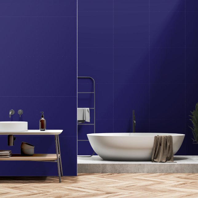 Papel Pintado Un fondo azul profundo acentuado por un borde blan (Baño)