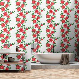 Papel Pintado un montón de flores rojas sobre un fondo blanco