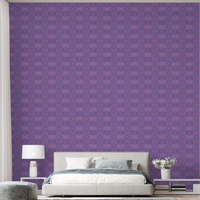 Papel Pintado Un patrón de primavera morado y rosado (Dormitorio)