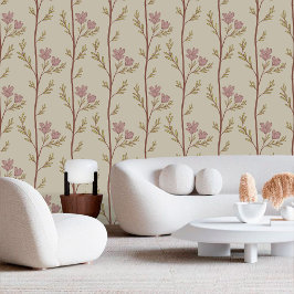 Papel Pintado Un viaje tranquilo XL 1c hojas verdes flores rosas