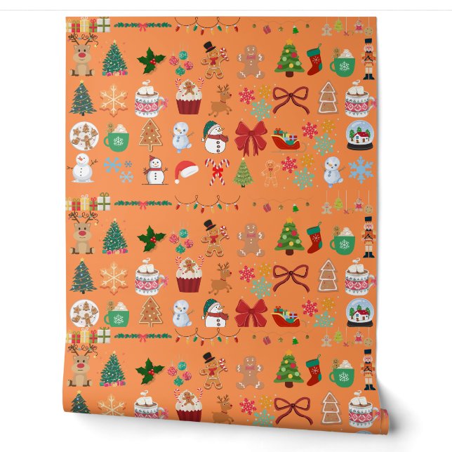 Papel Pintado Un vibrante fondo de pantalla de Navidad (Desenrollar)