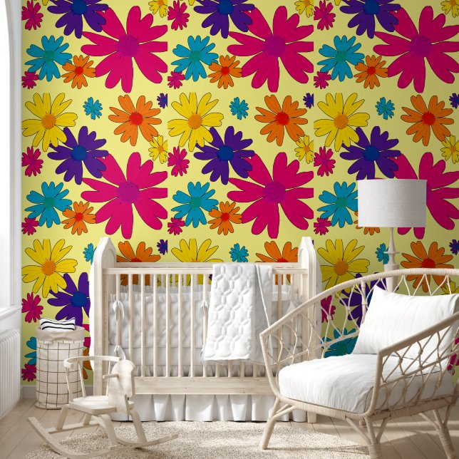 Papel Pintado Una cama de flores de margarita (Niños)