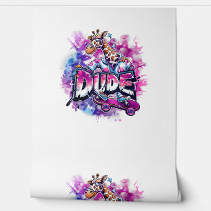 Papel Pintado Una Girafa Con Pajamas Y Una Pista De Patinaje