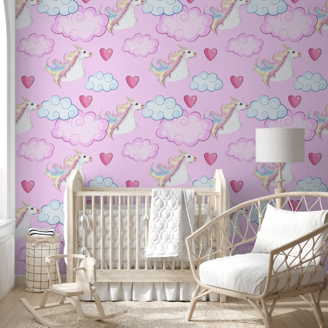 Papel Pintado Unicorn Love and Clouds  (Niños)