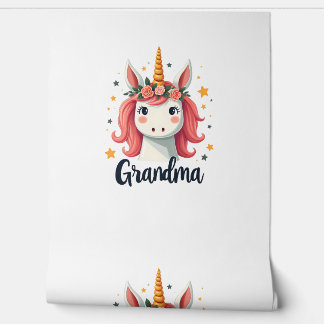 Papel Pintado Unicornio Corona Floral Abuela Vintage Mágico Lind