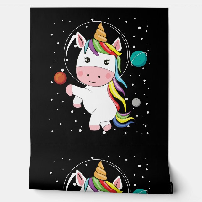Papel Pintado Unicornio En El Espacio (Desenrollar)
