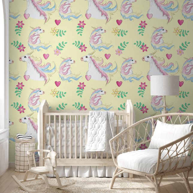 Papel Pintado Unicornio Feliz de Primavera (Niños)