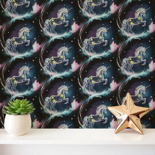 Papel Pintado Unicornios Celestiales en Cielo Nocturno Estrellad