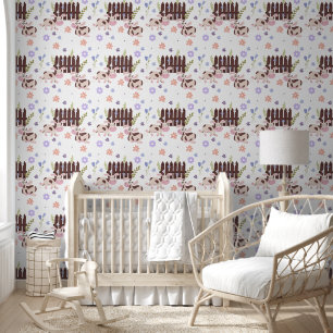 Papel Pintado Vaca y valla marrones