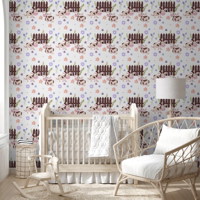 Papel Pintado Vaca y valla marrones (Niños)