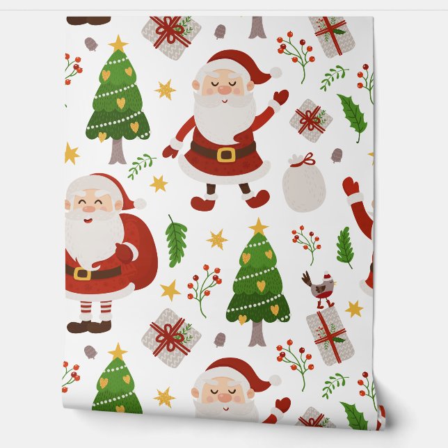 Papel Pintado Vacaciones de Navidades festivos de Santa Festiva (Desenrollar)