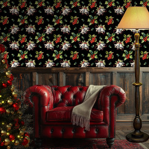 Papel Pintado Vacaciones navideñas vírgenes, campanas plateadas