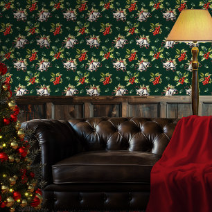 Papel Pintado Vacaciones navideñas vírgenes, campanas plateadas 