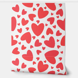Papel Pintado Valentine Love Hearts Red And White