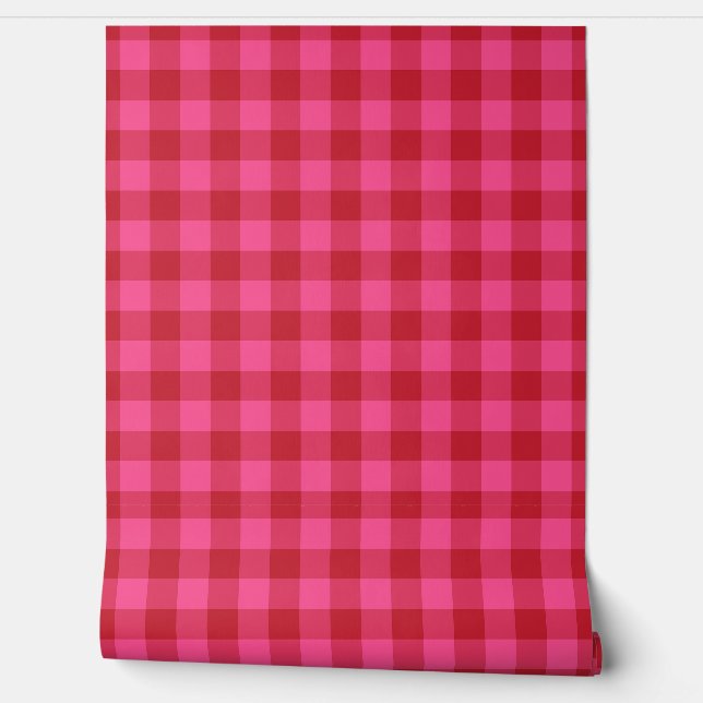 Papel Pintado Valentines Day Red and Pink Gingham Check (Desenrollar)