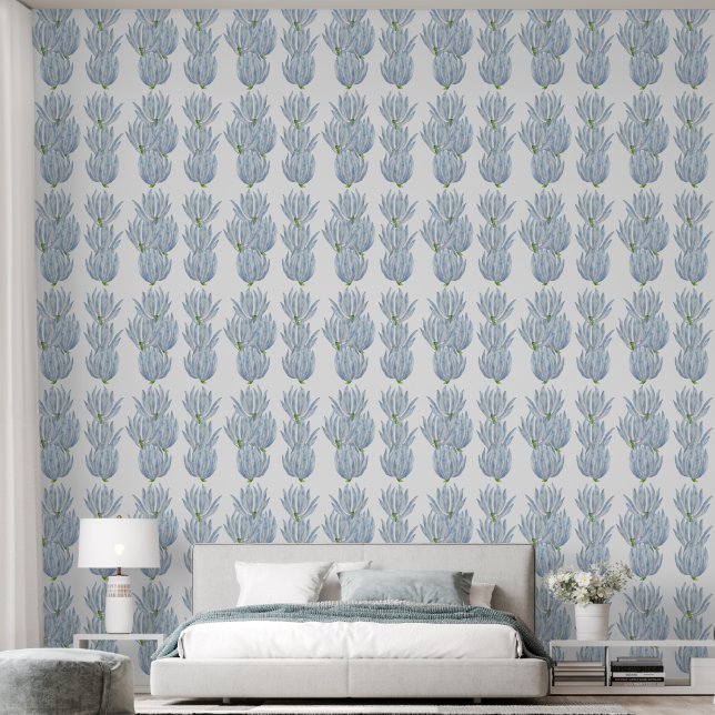 Papel Pintado Varas de Tiza Azules en un  (Dormitorio)