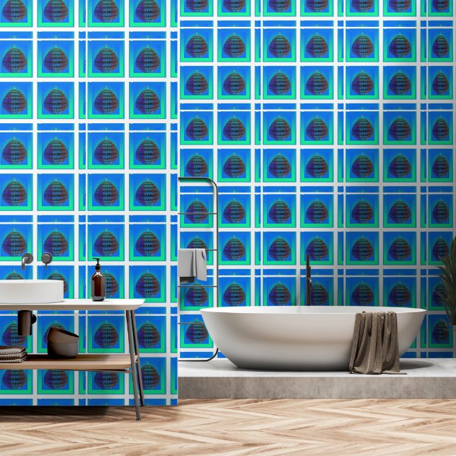 Papel Pintado Vaso azul degradado (Baño)