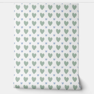 Papel Pintado vector seamless pattern hearts in blue and mint