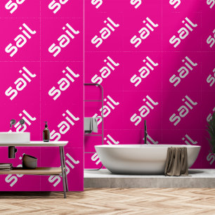Papel Pintado VELA Moderno Texto Blanco Fondo Rosa Caliente Bril