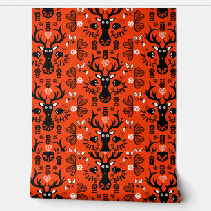 Papel Pintado Venado de arte popular escandinavo moderno