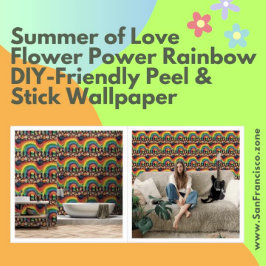 Papel Pintado Verano de amor Flor potencia arcoiris y palo