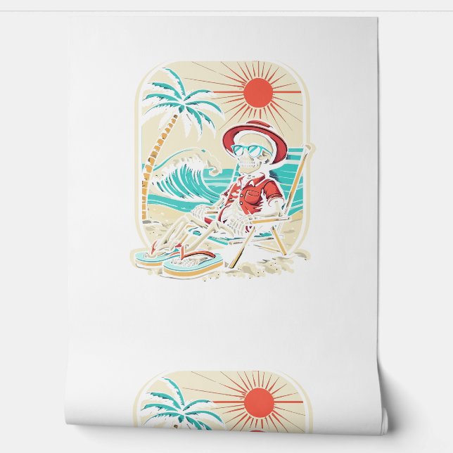Papel Pintado Verano de Esqueleto Divertido (Desenrollar)