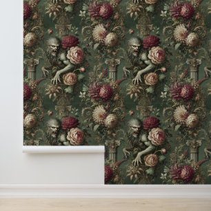 Papel Pintado Verdant licántropo - Diseño floral gótico