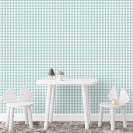 Papel Pintado Verde azulada gingham check linda casa de campo si