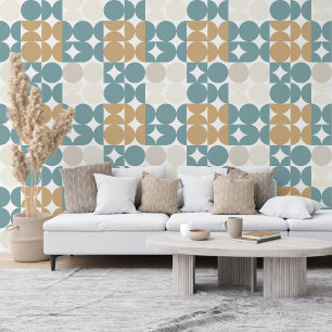 Papel Pintado Verde azulado Ochre Verde Marrón Beige Taupe Circl
