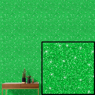 Papel Pintado Verde brillante con estrellas brillantes