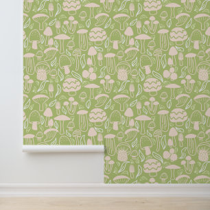 Papel Pintado Verde Champiñón