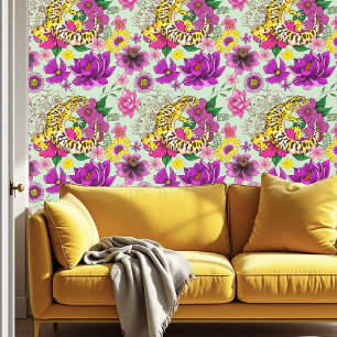Papel Pintado Verde Gecko Amarillo Leopardo
