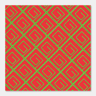 Papel Pintado Verde Geo Rojo