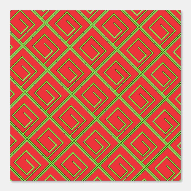 Papel Pintado Verde Geo Rojo (Anverso)