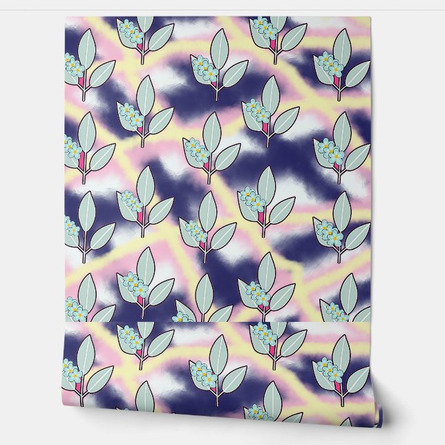 Papel Pintado Verde Hoja Espalda Arcoíris (Desenrollar)
