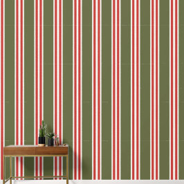 Papel Pintado Verde Militar y Rojo del Granero Doble Raya de Rug