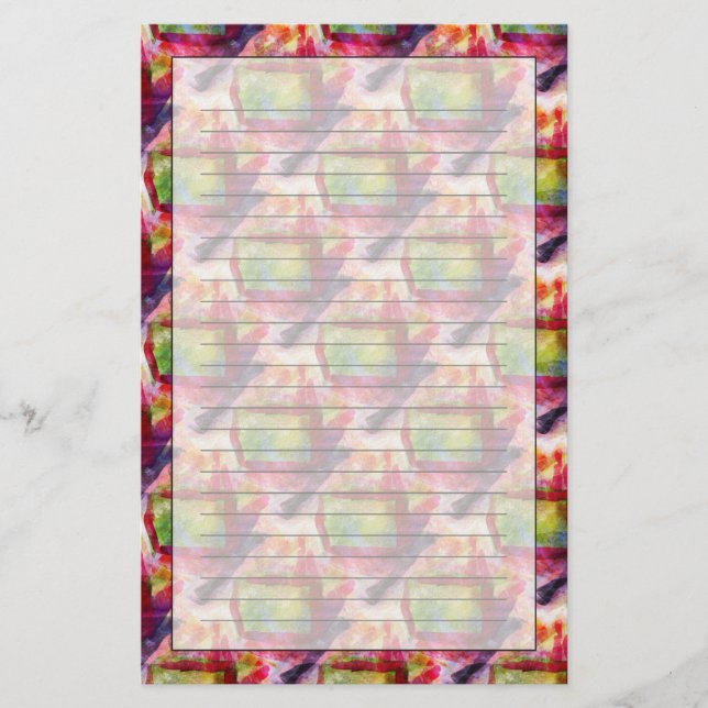 Papel pintado verde, rojo abstracto (Anverso)